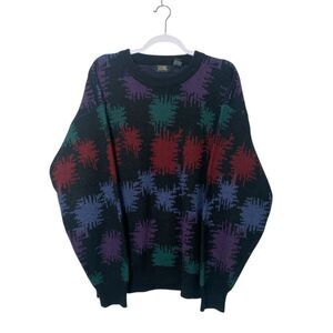 Vintage Stefano Man Vintage Retro 80's Patterned Grandpa Knit Sweater XL